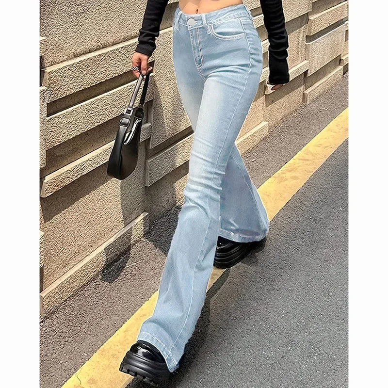 Women's High Waist Bootcut Denim Flared Jeans