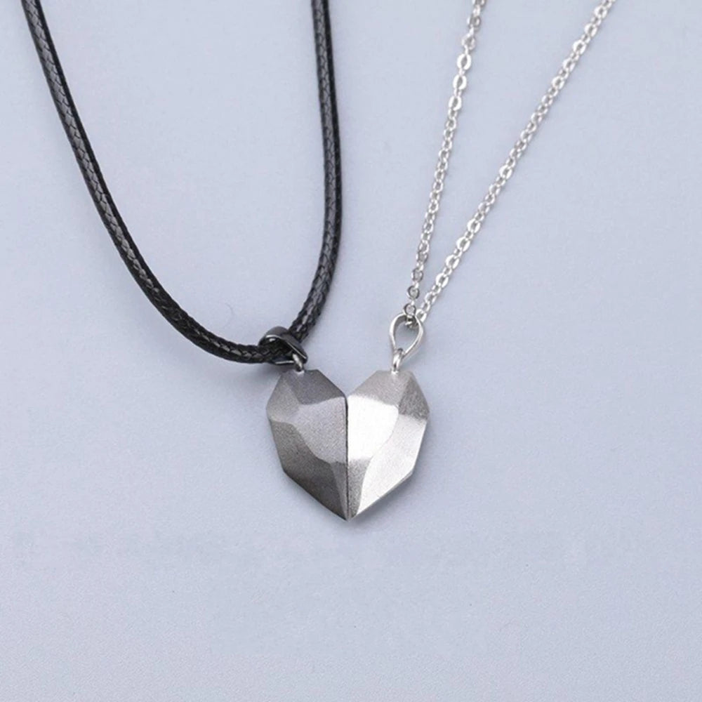 Korean Magnetic Couple Necklace - Gothic Heart Pendant