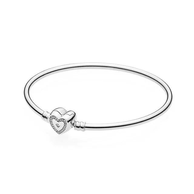 Heart-Shaped Zircon Stainless Steel Bracelet for Women