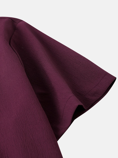 Chemise boutonnée à manches courtes pour homme, style Henley, été