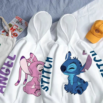 Unisex Disney Stitch Cartoon Print Winter Hoodies