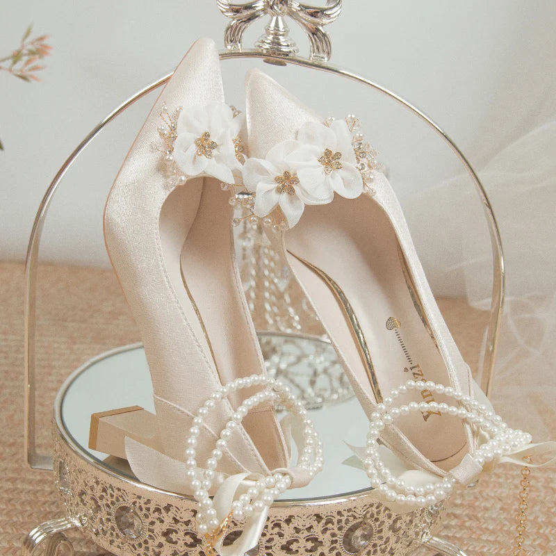 Blumen High Heels Frau Hochzeitsschuhe 