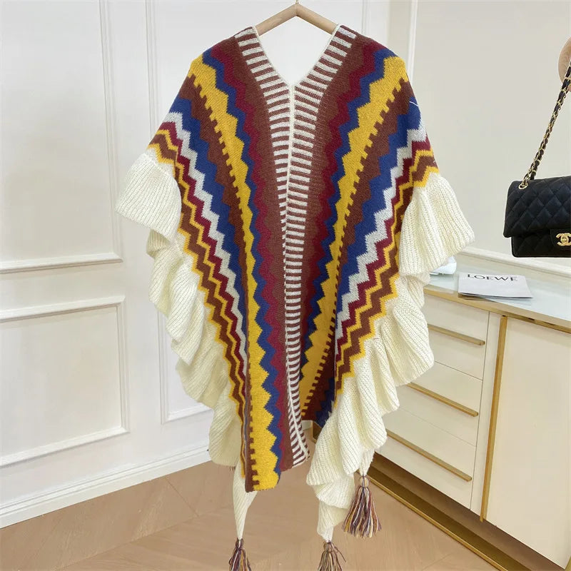 Bohemian Ethnic Style Oversized Poncho for Women