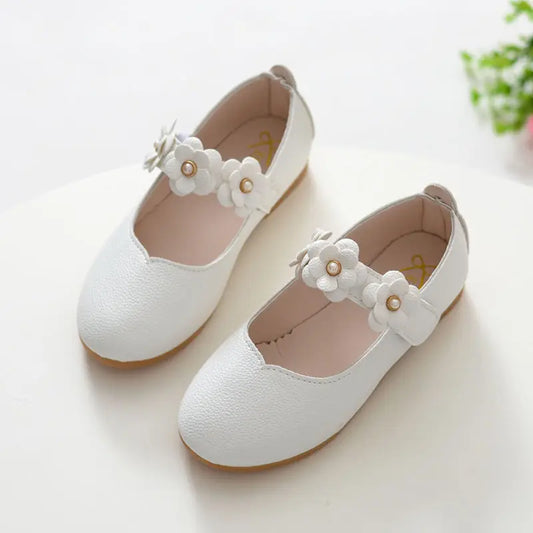 Kid's Pearl Mesh Flower Princess Shoes