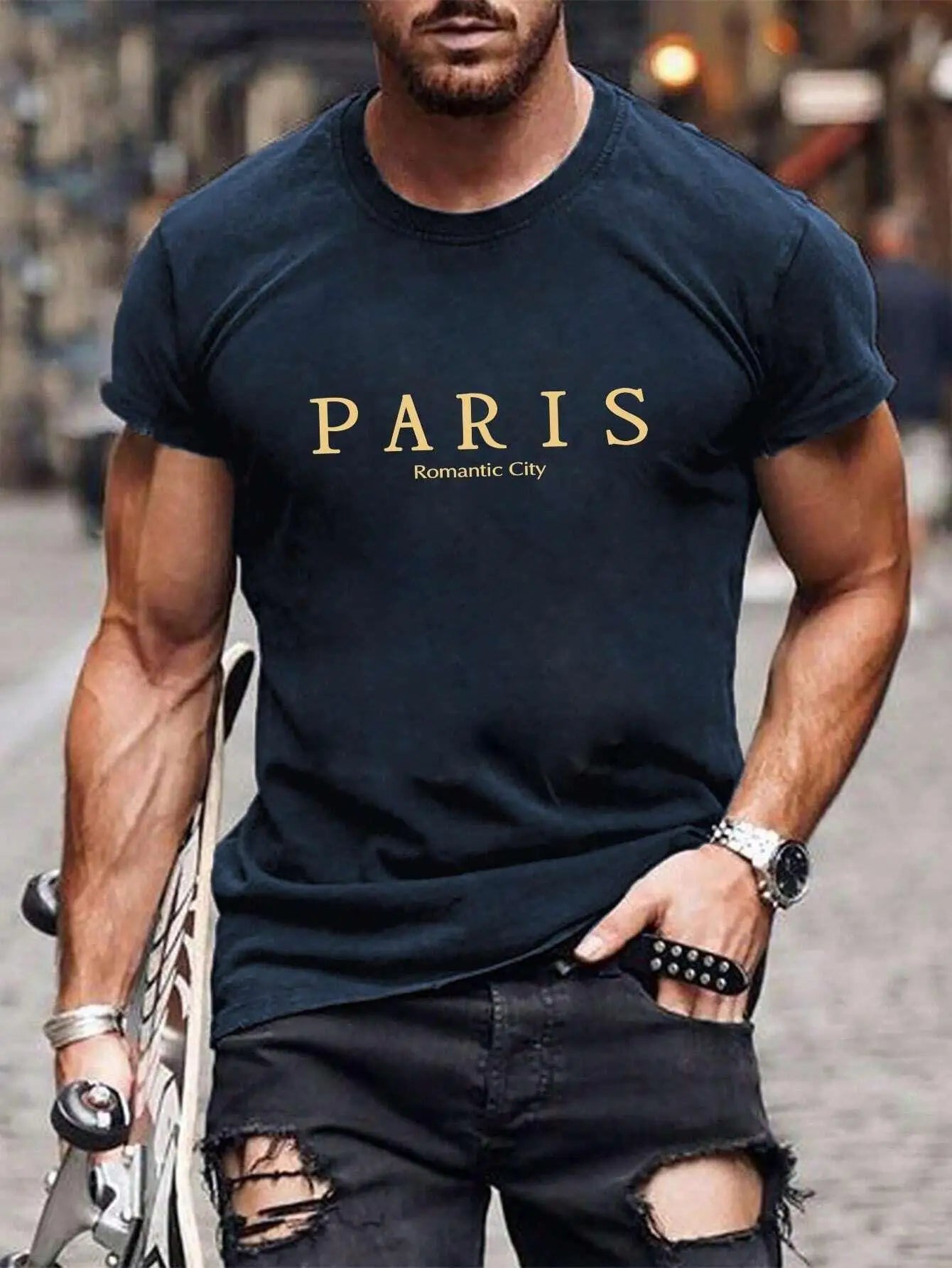 Romantic Paris Graphic Print Men's Tee