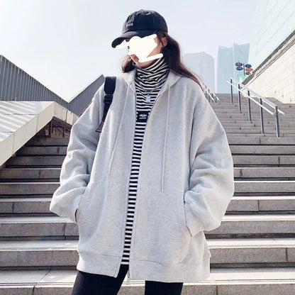 Oversized Zip Up Hoodie Jacket Women