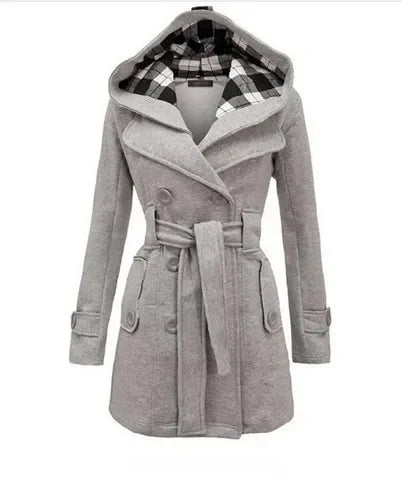 Trendy Chequered Hooded Overcoat for