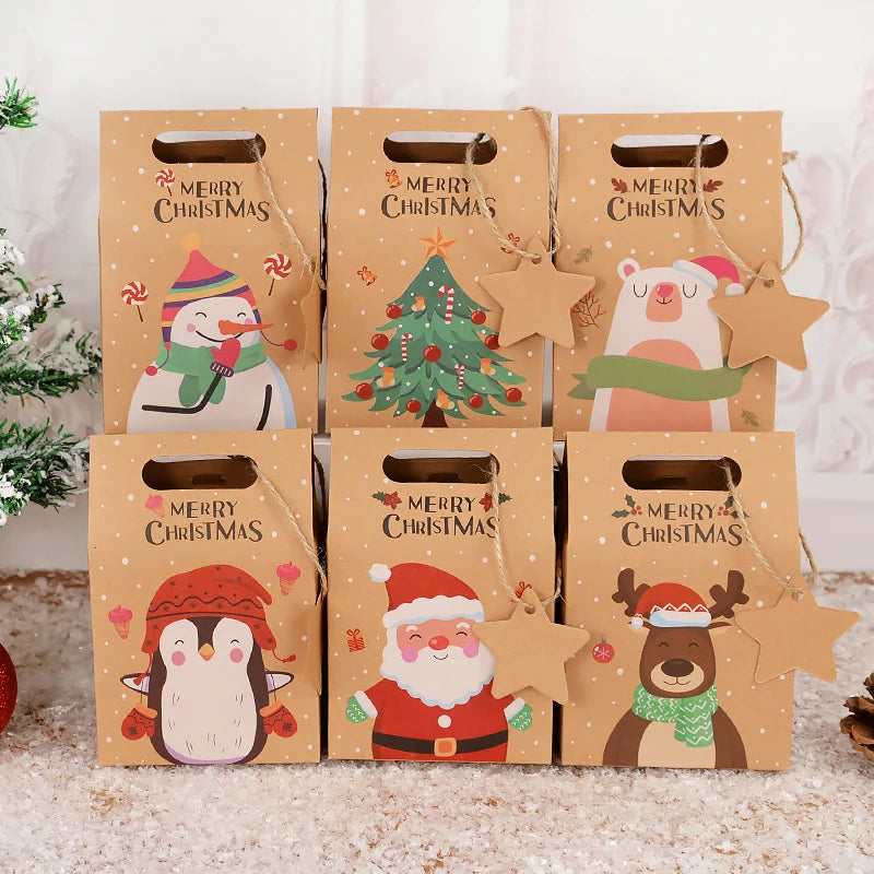 6 Stück Frohe Weihnachten Süßigkeiten-Geschenkboxen für festliche Dekoration