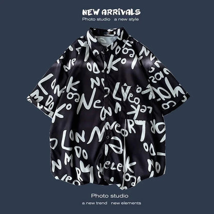 Chemise hawaïenne ample à imprimé dessin animé - Hauts à manches courtes