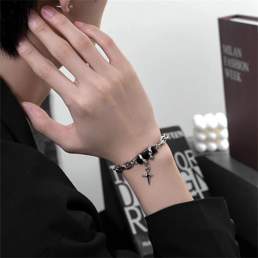 Bracelet étoile rétro noir Zircon 2024