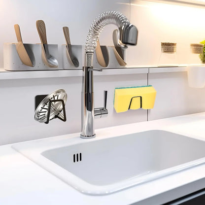 Porte-éponges de cuisine auto-adhésif en acier inoxydable