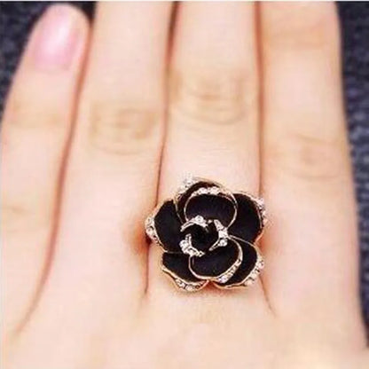 Heißer Verkauf Schwarze Rose Blume Verstellbare Ringe