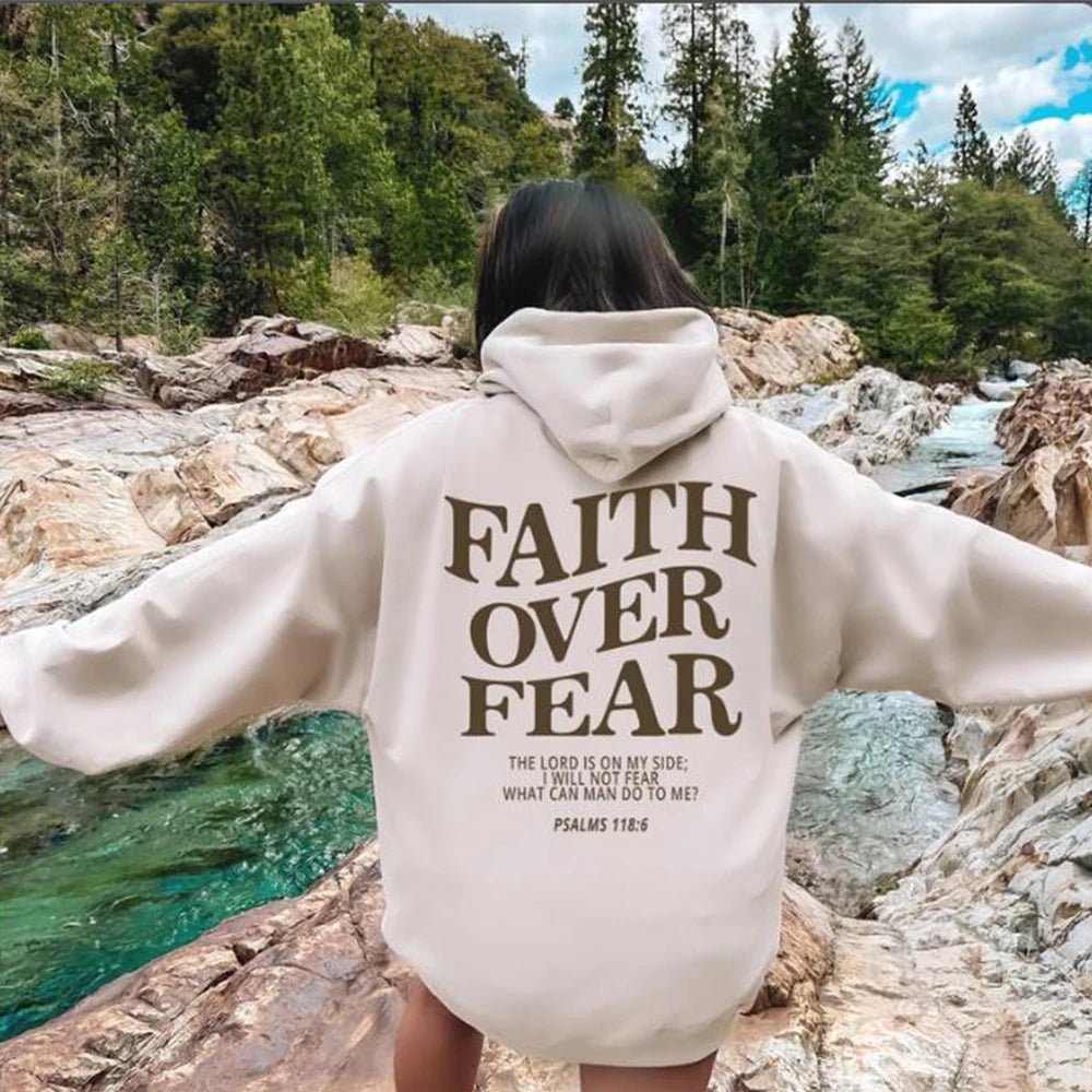 Sweat à capuche unisexe chrétien Faith Over Fear