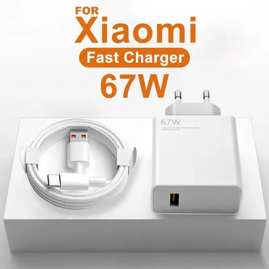 67W USB Super Fast Charger Power Adapter + Type C Charging Cable
