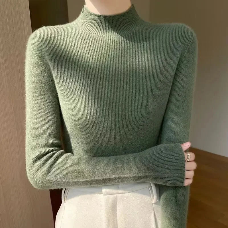 Women's Slim Fit Autumn Winter High Collar Sweater