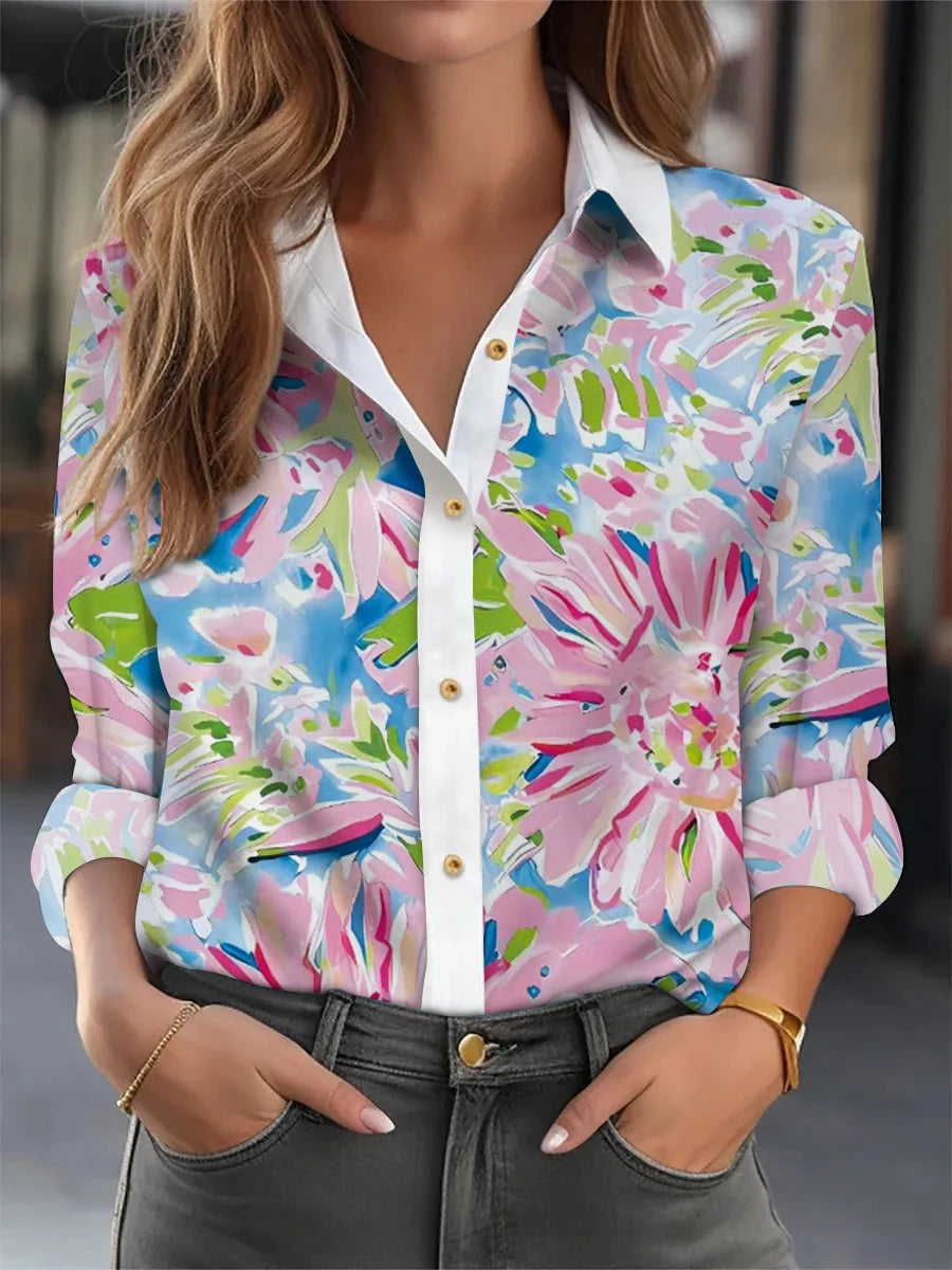 Haut ample à manches longues et imprimé tempérament pour femme