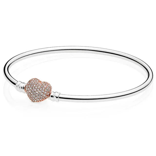 Heart-Shaped Zircon Stainless Steel Bracelet for Women