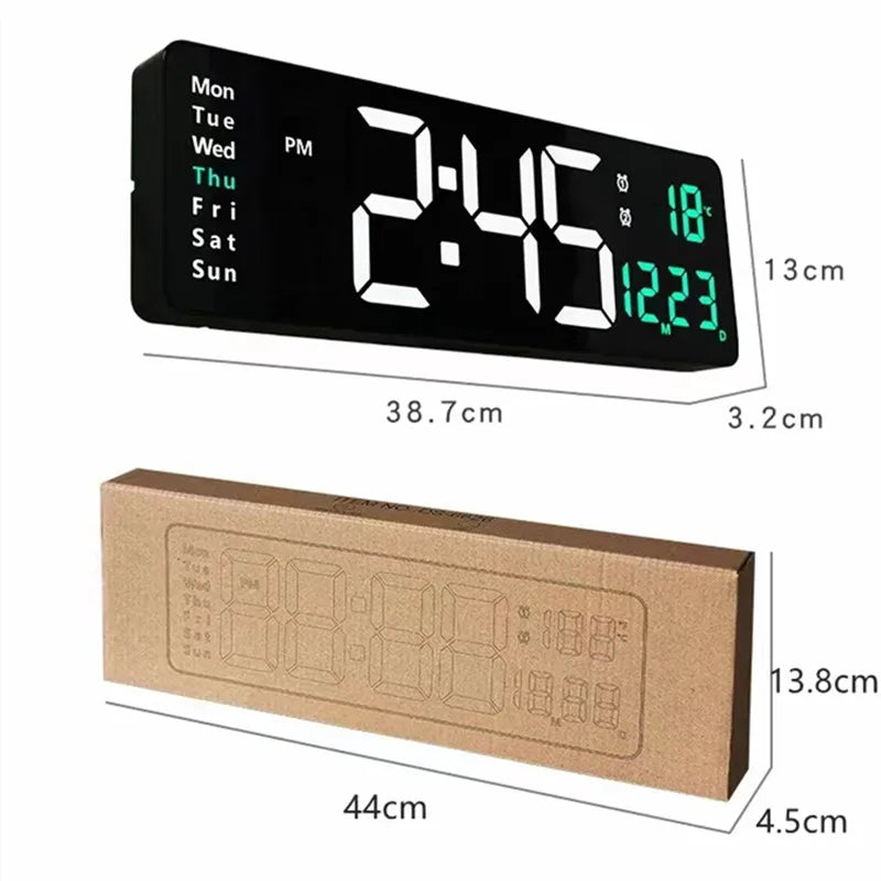 Large Digital Wall Clock with Temperature/Date/Week Display & Remote Control