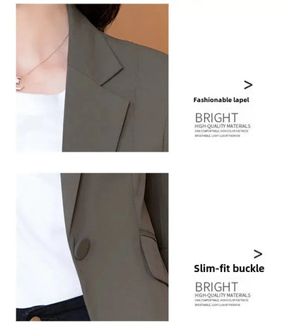 Blazer ample à revers pour femme, coupe slim, tendance, couleur unie, style coréen