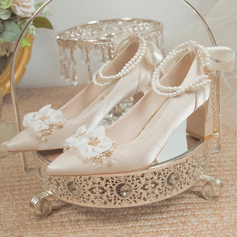 Blumen High Heels Frau Hochzeitsschuhe 