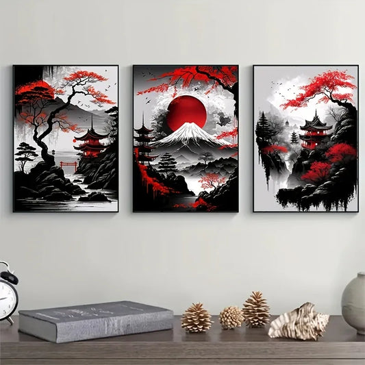 Frameless Black & Red Ink Art Prints