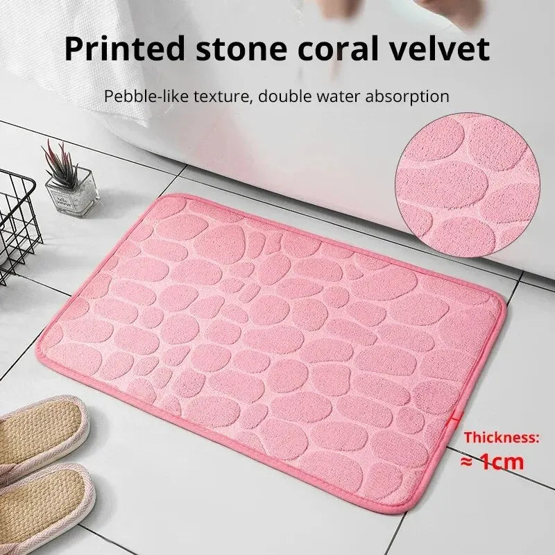 Memory Foam Embossed Velvet Carpet - Bathroom Living Room Non-Slip Mat