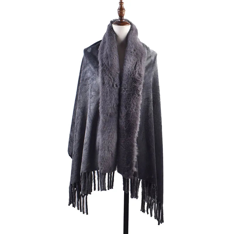 Winter New Solid Color Wool Shawl for Women