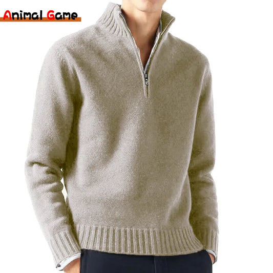 Pull en tricot à col roulé pour homme d'automne