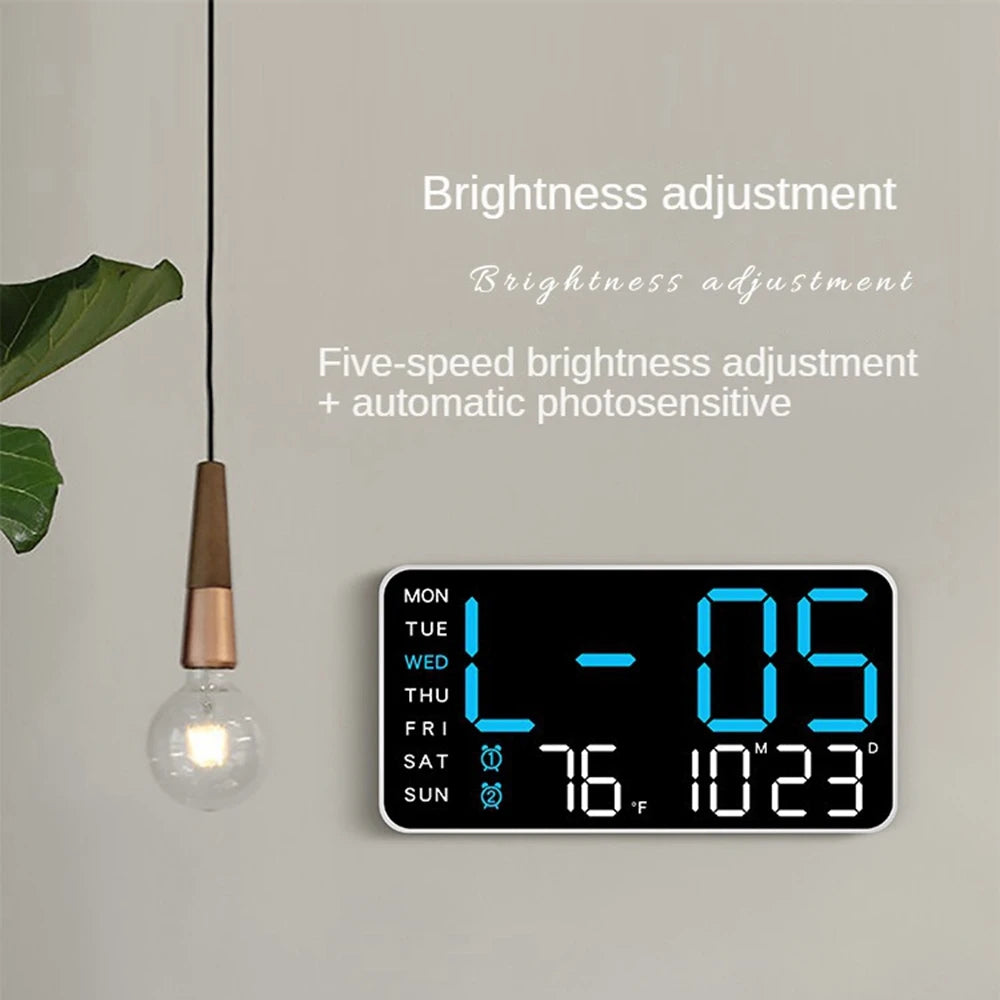 LED Digital Wall Clock Temperature Date Week Display Table Alarm Clocks