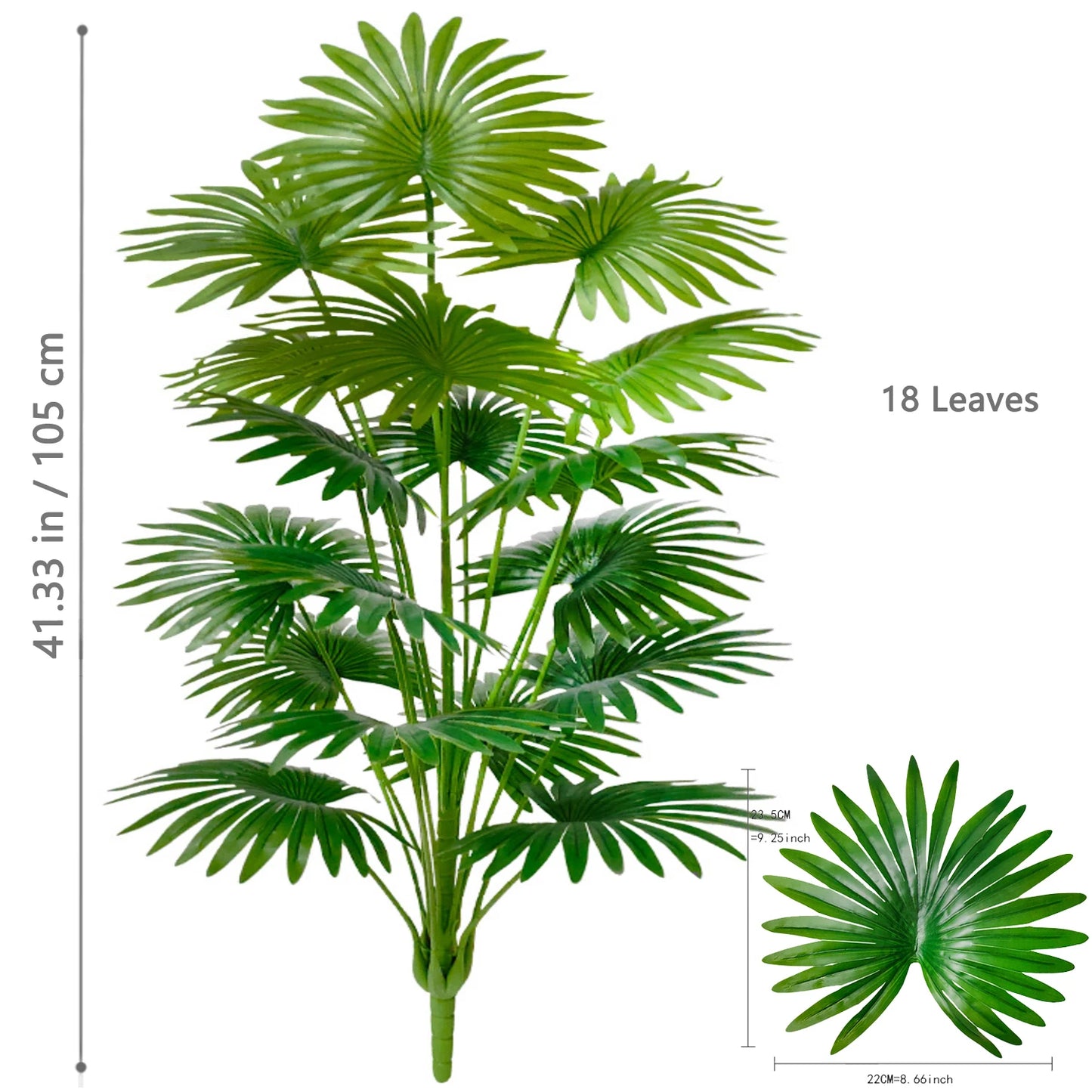 60–105 cm künstliches Fächerblatt, tropische Dekoration