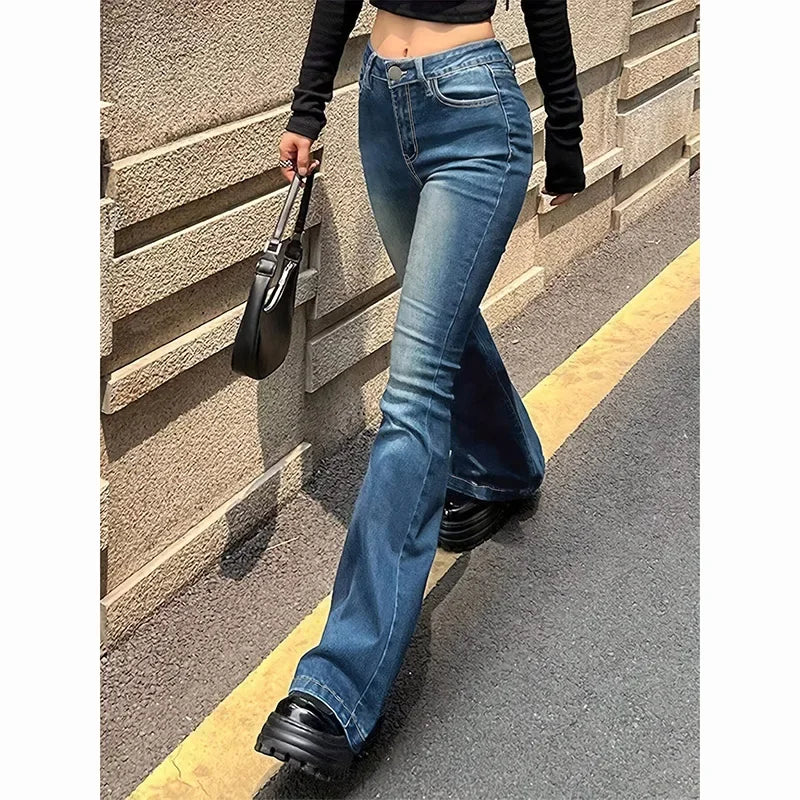 Women's High Waist Bootcut Denim Flared Jeans