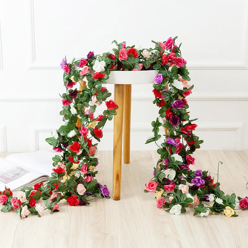 Silk Rose Vine Garland for Wedding and Home Decor