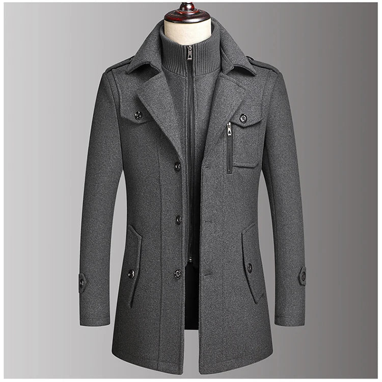 Men's Double Collar Woolen Coat