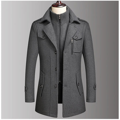 Men's Double Collar Woolen Coat