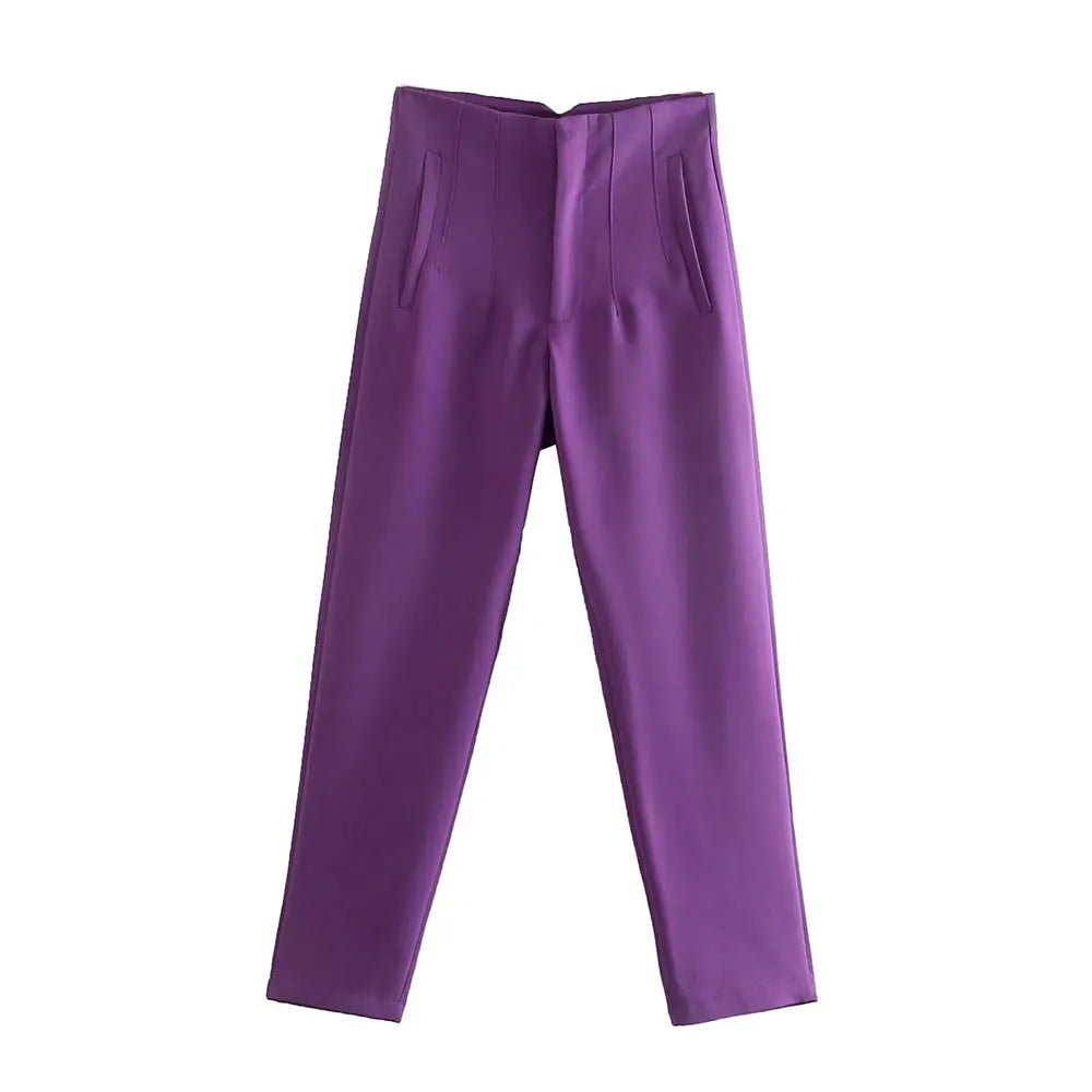 Chic High Waist Trousers for Work