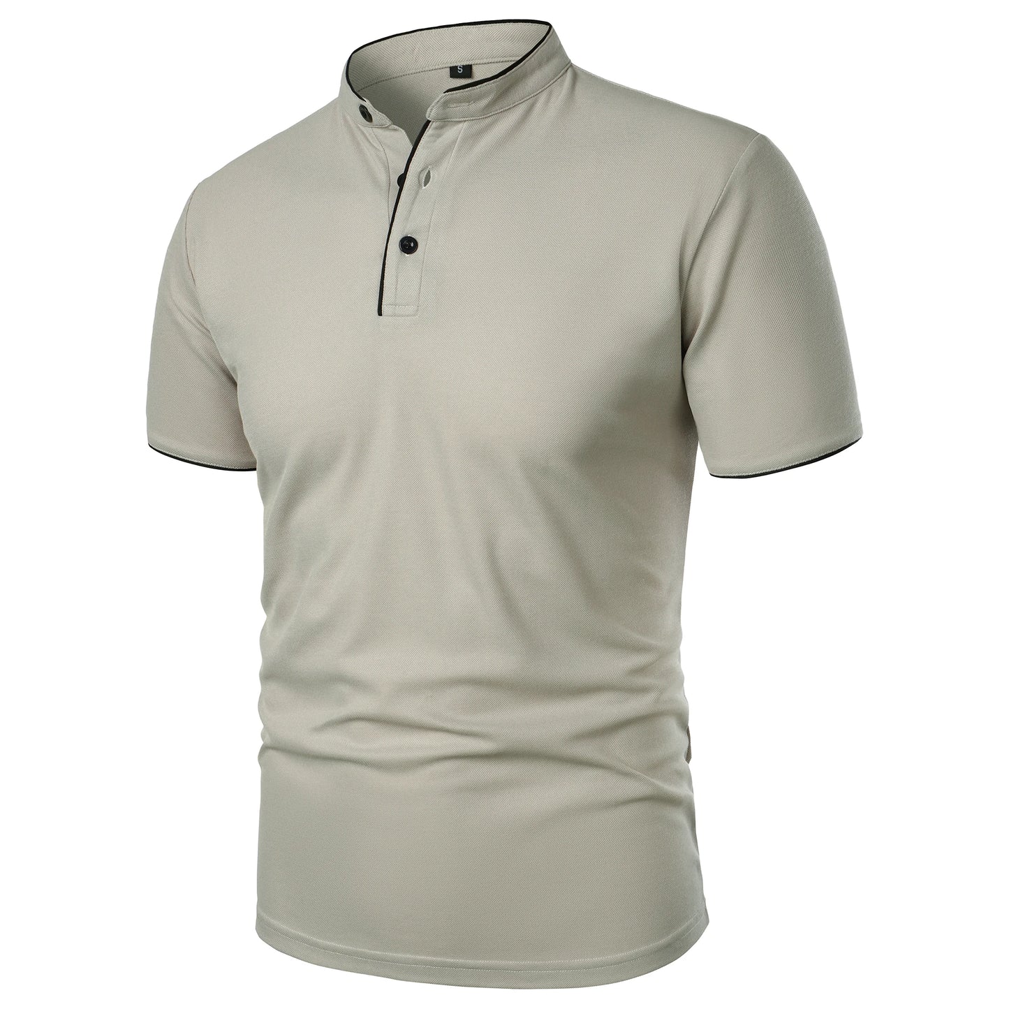 Men's solid color short-sleeved stand Neck T-shirt