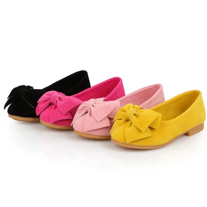Girls PU Leather Bowtie Candy Color Soft Hot Shoes