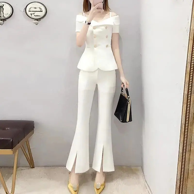 Elegant Women's 2-Piece Luxury Blazer Suit for Summer