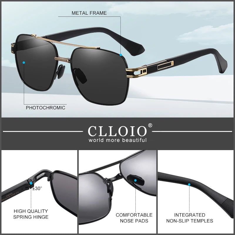 Photochromic Polarized Pilot Vintage Driving sunglasses