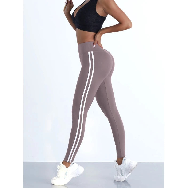 Striped High-Waist Yoga Leggings for Women