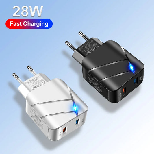 USB-LED-Schnellladegerät – 28-W-Schnellladeadapter