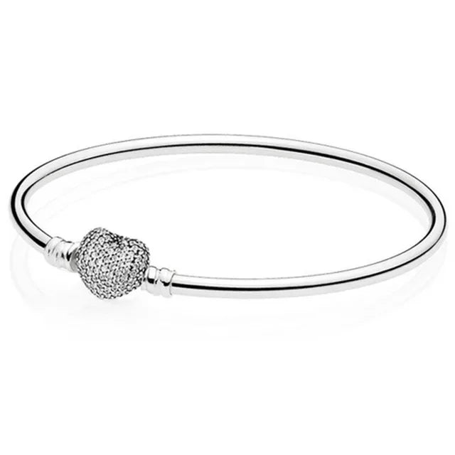 Heart-Shaped Zircon Stainless Steel Bracelet for Women