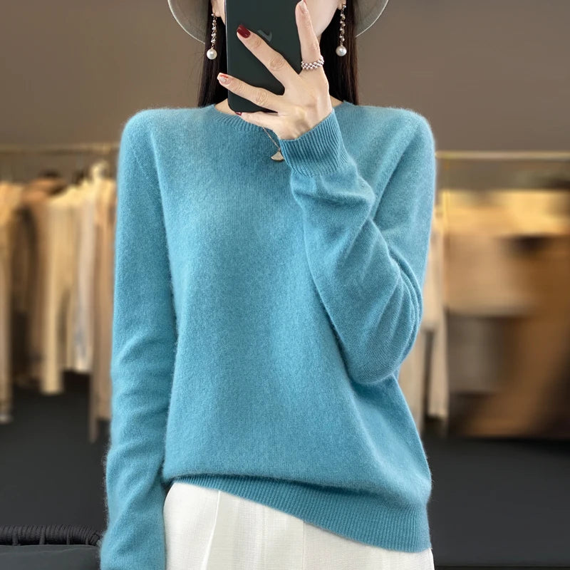 Women's Winter Warm Crew Neck Wool Sweater