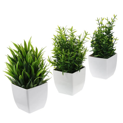 3pcs Faux Potted Plants Mixed Style for Home Deco