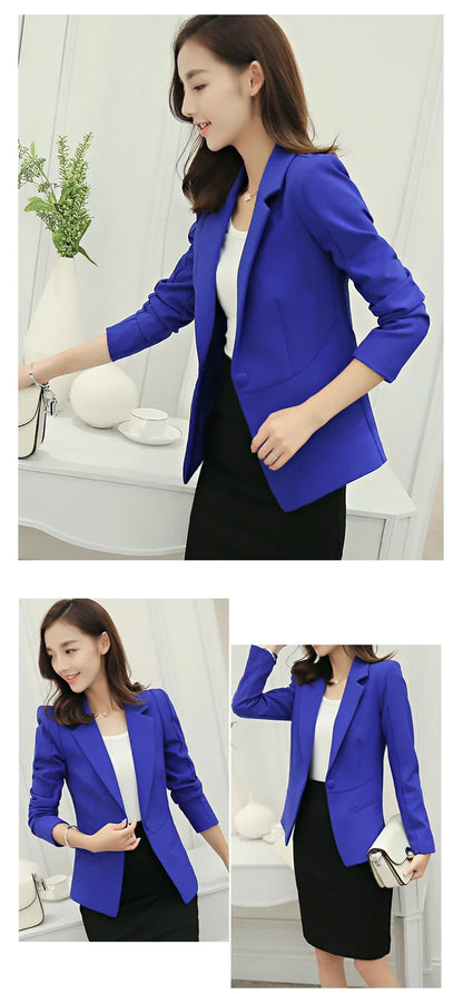 Elegant Women's Skinny Patchwork Blazer with Ruffles for Spring/Summer