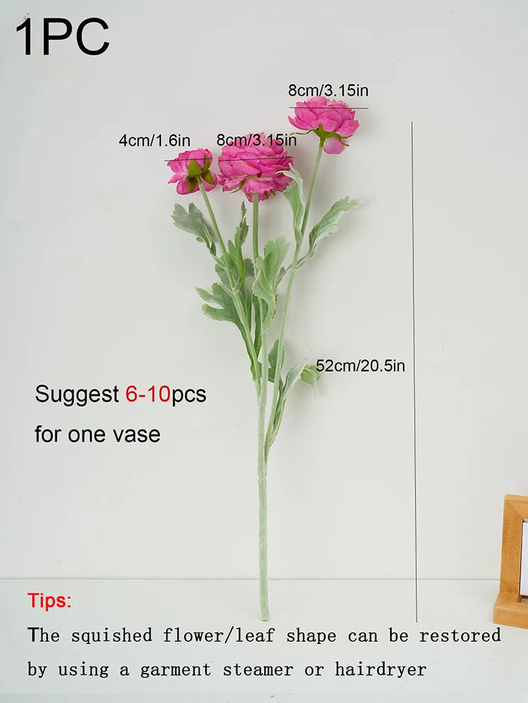 Simulation Beflockung 3-Kopf Pfingstrosen Blume Zweig