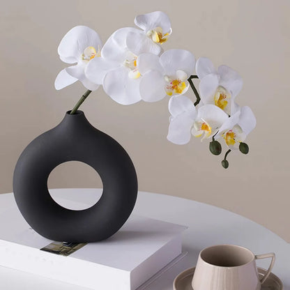 1 vase à fleurs minimaliste en plastique en forme de beignet