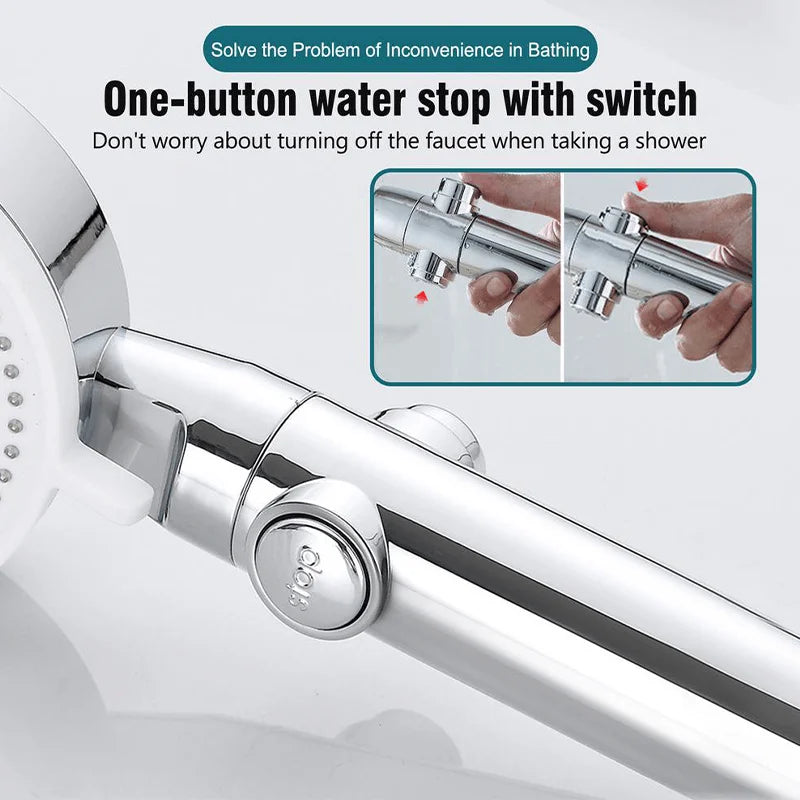 Adjustable High-Pressure Shower Head with 5 Modes and Hose