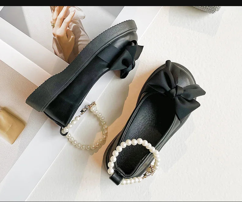 Baby Girl Pearls Ankle Strap Leather Shoes