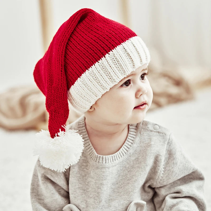 Gestrickte Weihnachtsmannmütze für Kinder und Erwachsene